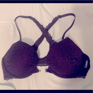 Aerie eggplant push-up front closure lace bra - 11